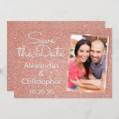 Rosa Rose Gold Glitzer Hochzeit speichern Sie das  Save The Date (Vorne/Hinten)