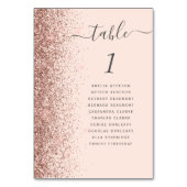 Rosa Rose Gold Glitzer Hochzeit Tischnummer (Rückseite)