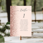 Rosa Rose Gold Glitzer Hochzeit Tischnummer