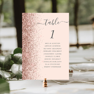 Rosa Rose Gold Glitzer Hochzeit Tischnummer