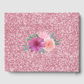 Rosa Rose Gold Glitzer Kinderdusche Gästebuch (Rückseite)