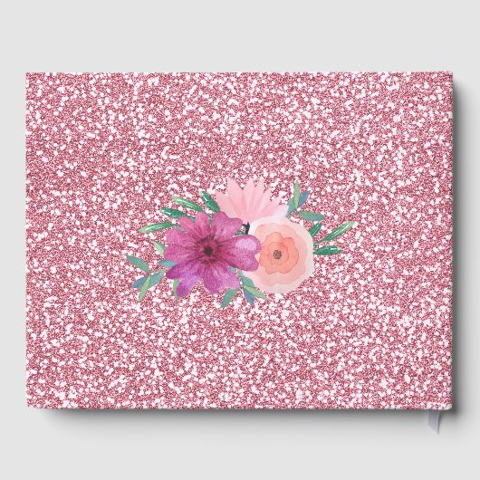 Rosa Rose Gold Glitzer Kinderdusche Gästebuch (Rückseite)