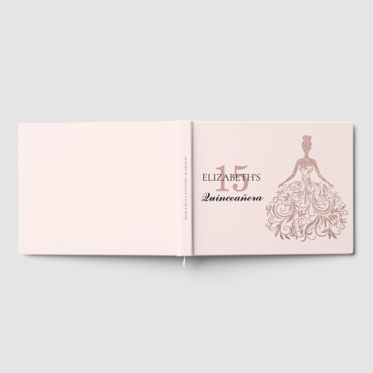 Rosa Rose Gold Glitzer Kleid Quinceañera Geburtsta Gästebuch (Voll)