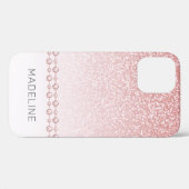 Rosa Rose Gold Glitzer Kristall Name Case-Mate iPhone Hülle (Rückseite (Horizontal))