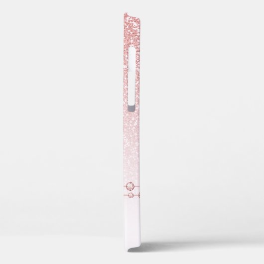 Rosa Rose Gold Glitzer Kristall Name Case-Mate iPhone Hülle (Rückseite / Links)