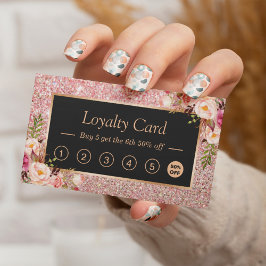 Rosa Rose Gold Glitzer Loyalty Punch Card Treuekarte