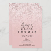 Rosa Rose Gold Glitzer Marmormor Brautparty Einladung (Vorne/Hinten)