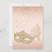 Rosa Rose Gold Glitzer Masquerade Sweet 16 Einladung (Rückseite)