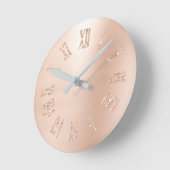 Rosa Rose Gold Glitzer Metallische römische Zahlen Runde Wanduhr (Winkel)
