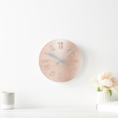 Rosa Rose Gold Glitzer Metallische römische Zahlen Runde Wanduhr (Zuhause)
