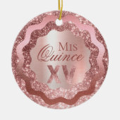 Rosa Rose Gold Glitzer Mis Quince XV Quinceañera Keramik Ornament (Vorne)
