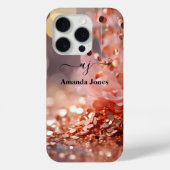 Rosa Rose Gold Glitzer Mit Monogramm Case-Mate iPhone Hülle (Rückseite)