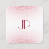 Rosa Rose Gold Glitzer Modernes, elegantes Monogra Quadratische Visitenkarte (Vorderseite)