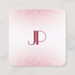 Rosa Rose Gold Glitzer Modernes, elegantes Monogra Quadratische Visitenkarte