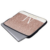 Rosa Rose Gold Glitzer Modernes Monogram Notebook Laptopschutzhülle (Vorne Knopf)