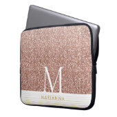 Rosa Rose Gold Glitzer Modernes Monogram Notebook Laptopschutzhülle (Vorderseite Links)