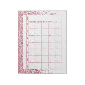 Rosa Rose Gold Glitzer Monatskalender Notizblock (Rotiert)