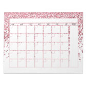 Rosa Rose Gold Glitzer Monatskalender Notizblock (Vorderseite)