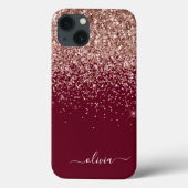 Rosa Rose Gold Glitzer Monogram Cas Case-Mate iPhone Hülle (Rückseite)