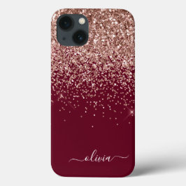 Rosa Rose Gold Glitzer Monogram Cas Case-Mate iPhone Hülle