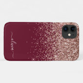 Rosa Rose Gold Glitzer Monogram Case-Mate iPhone Hülle (Rückseite (Horizontal))