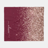 Rosa Rose Gold Glitzer Monogram Fleecedecke (Vorderseite (Horizontal))