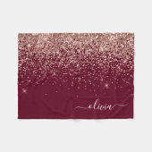 Rosa Rose Gold Glitzer Monogram Fleecedecke (Vorderseite (Horizontal))