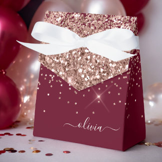 Rosa Rose Gold Glitzer Monogram Geschenkschachtel