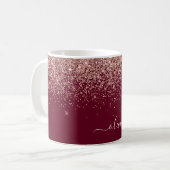 Rosa Rose Gold Glitzer Monogram Kaffeetasse (Vorderseite Links)