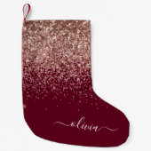 Rosa Rose Gold Glitzer Monogram Kleiner Weihnachtsstrumpf (Vorderseite)
