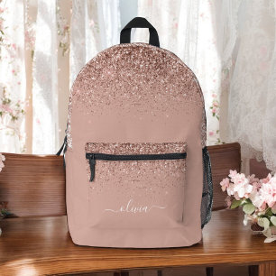 Rosa Rose Gold Glitzer Monogram Name Bedruckter Rucksack