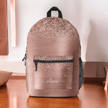 Rosa Rose Gold Glitzer Monogram Name Bedruckter Rucksack<br><div class="desc">Erhöhen Sie den Stil Ihres Kindes mit dem farbenfrohen, rosa Rose Gold Glitzer Monogram Name Printed Backpack. Dieser atemberaubende Rucksack ist in einem atemberaubenden, rosa Schwarz-Weiß-Design mit Akzenten aus Rose-Gold-Glitzer gestaltet und kann mit dem Namen Ihres Kindes für eine personalisierte Touch angepasst werden. Es ist aus langlebigen Materialien gefertigt und...</div>
