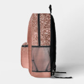 Rosa Rose Gold Glitzer Monogram Name Bedruckter Rucksack (Rechts)