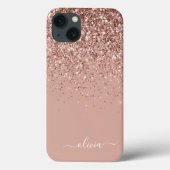 Rosa Rose Gold Glitzer Monogram Name Case Ma (Rückseite)