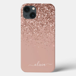 Rosa Rose Gold Glitzer Monogram Name Case Ma