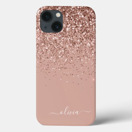 Rosa Rose Gold Glitzer Monogram Name Case Ma (Rückseite)