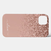 Rosa Rose Gold Glitzer Monogram Name Case Ma (Rückseite (Horizontal))