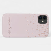 Rosa Rose Gold Glitzer Monogram Name Case-Mate iPhone Hülle (Rückseite (Horizontal))