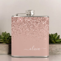 Rosa Rose Gold Glitzer Monogram Name