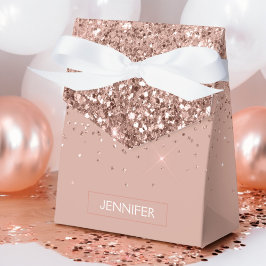 Rosa Rose Gold Glitzer Monogram Name Geschenkschachtel