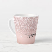 Rosa Rose Gold Glitzer Monogram Name Milchtasse (Linke Ecke)