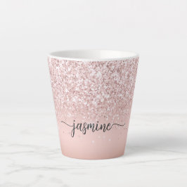 Rosa Rose Gold Glitzer Monogram Name Milchtasse