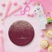 Rosa Rose Gold Glitzer Monogram Pappteller (Party)
