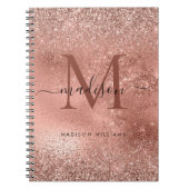 Rosa Rose Gold Glitzer Monogram Script Name Notizblock (Vorderseite)