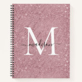 Rosa Rose Gold Glitzer Monogram Script Sparkle Notizblock (Vorderseite)