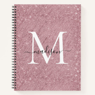 Rosa Rose Gold Glitzer Monogram Script Sparkle Notizblock
