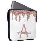 Rosa Rose Gold Glitzer Monogramm Laptopschutzhülle (Vorne Rechts)