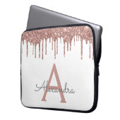 Rosa Rose Gold Glitzer Monogramm Laptopschutzhülle (Vorderseite Links)