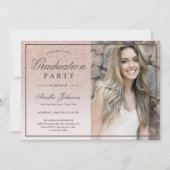 Rosa Rose Gold Glitzer ombre Graduation Party Einladung (Vorderseite)