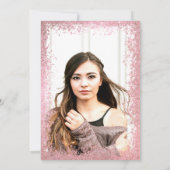 Rosa Rose Gold Glitzer Ombre Halo Foto Abschluss Einladung (Rückseite)